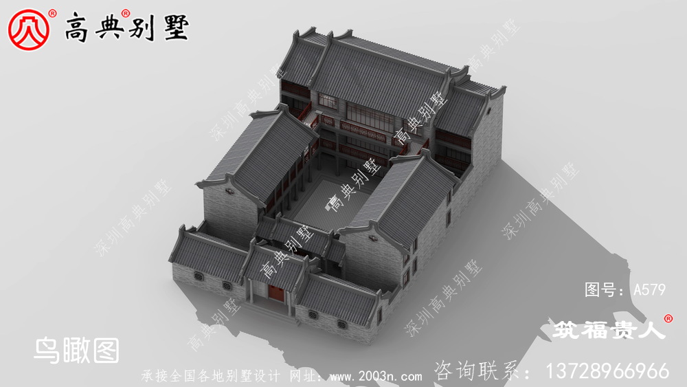 新型中式两层自建房子设计，徽派建筑设计