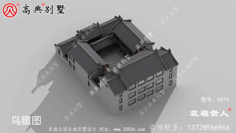 新型中式两层自建房子设计，徽派建筑设计