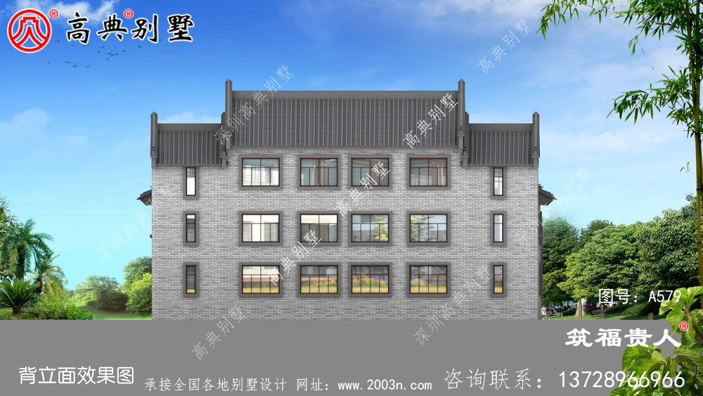 新型中式两层自建房子设计，徽派建筑设计