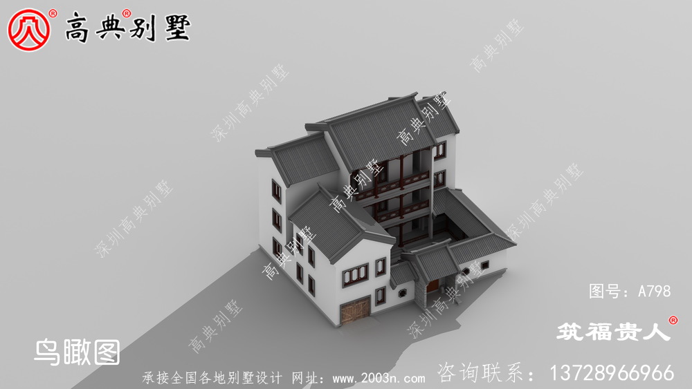 新中式自建三层房子设计图纸，样式新奇