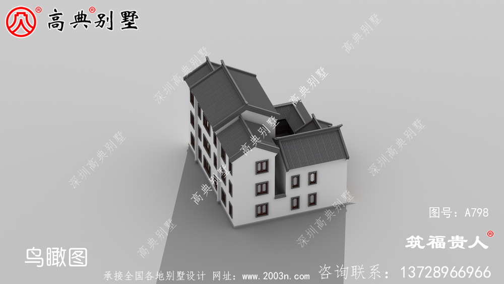 新中式自建三层房子设计图纸，样式新奇