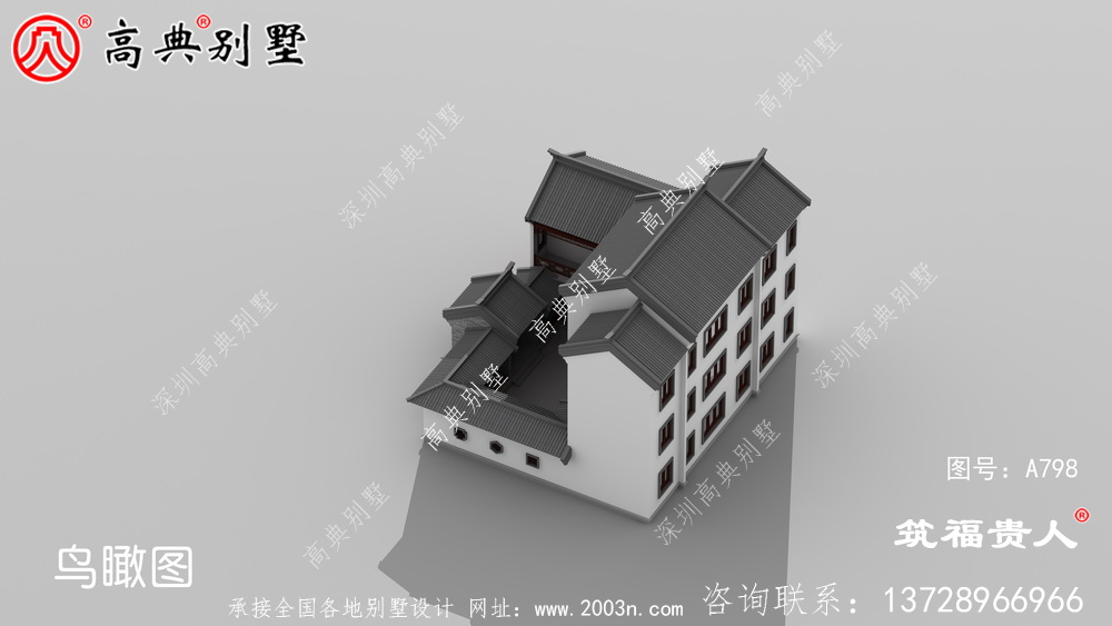 新中式自建三层房子设计图纸，样式新奇