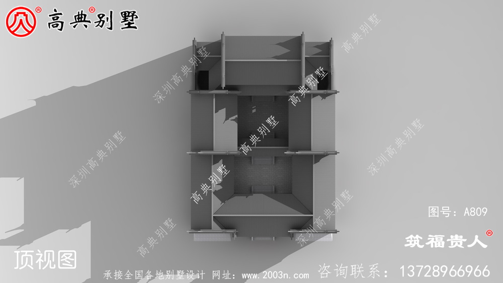 新型中式三层自建房子设计，徽派建筑设计