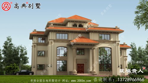 欧式风格四层建造别墅设计图，户型合理