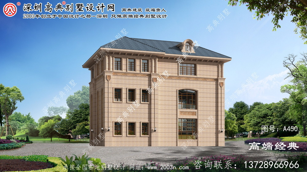 东阳市景宁畲族自治县今天给大家介绍五栋欧式自建自建房的图纸，富丽堂皇，成为村里最让人羡慕的一栋。