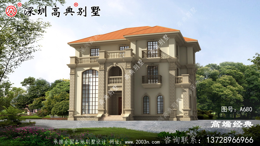 农村三层自建房图纸,经典欧式风格,新颖浪漫