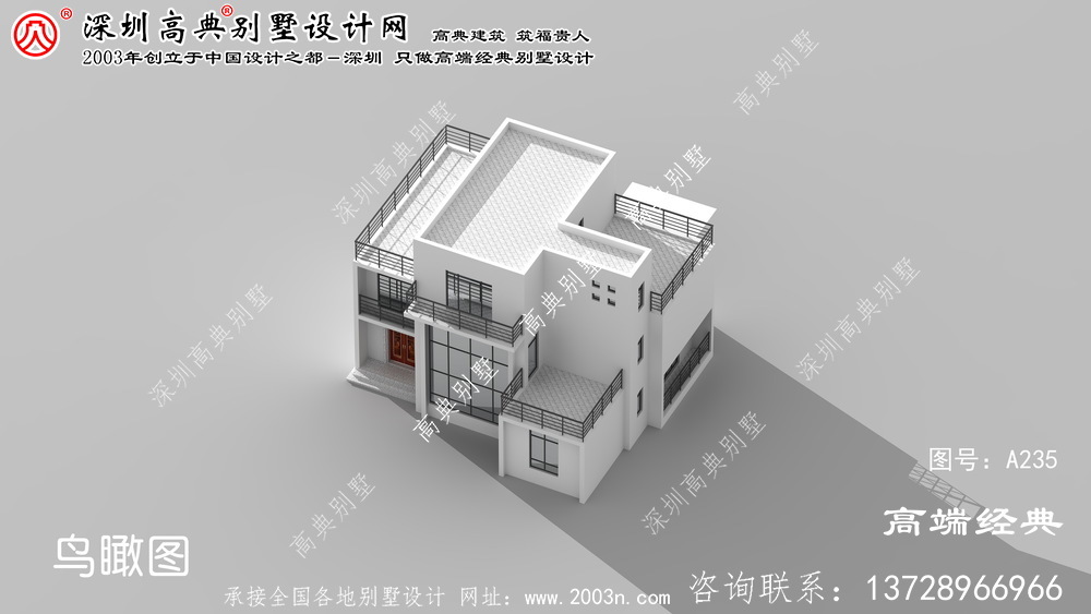 海陵区现代风格三层楼农村别墅设计图