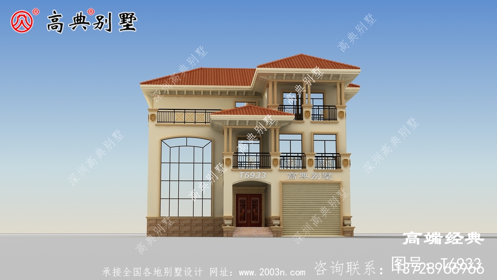 辉县市三层复式欧式高端住宅设计户型图，外观很漂亮