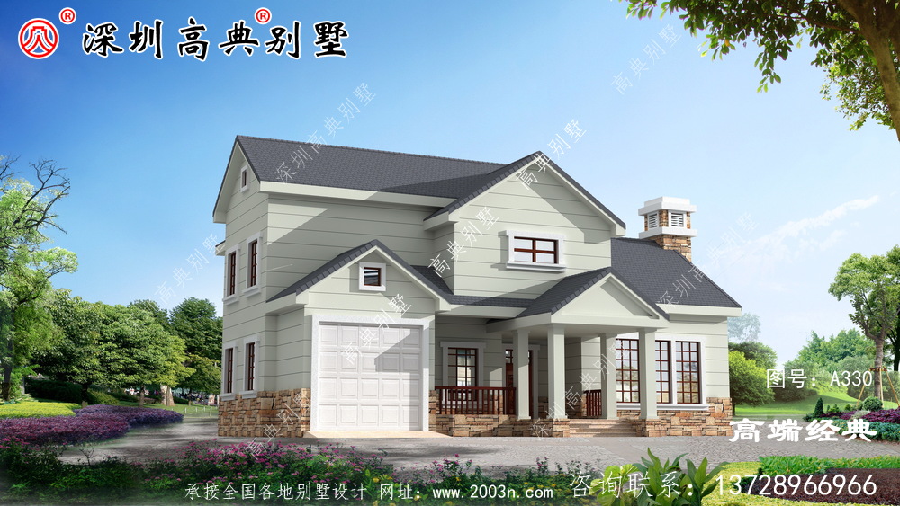 欧式二层自建房图，户型住着舒服，建房的好选择