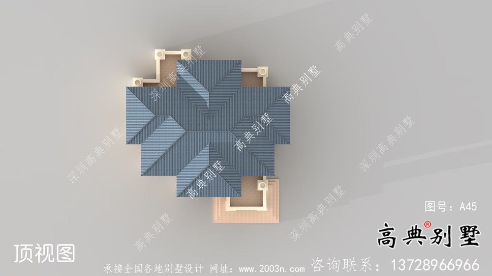 带车库三层简单欧式别墅外观图