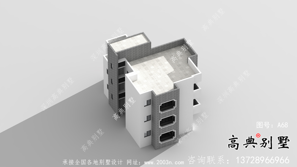 自建三层简单欧式小别墅外观效果图