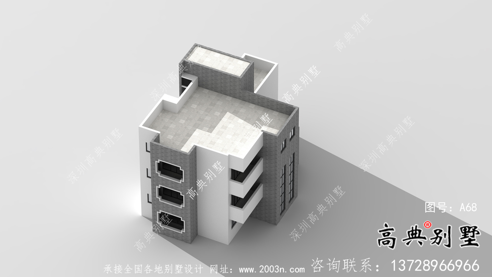 自建三层简单欧式小别墅外观效果图