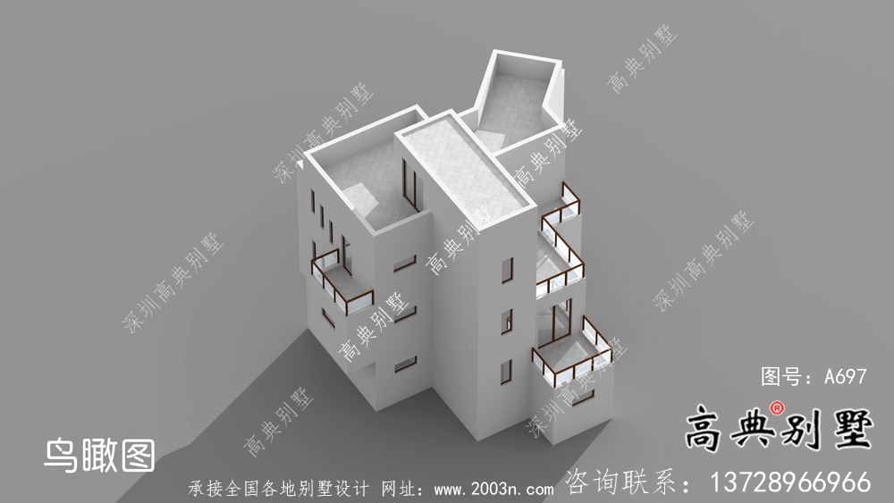 极简现代风格三层别墅外观设计图