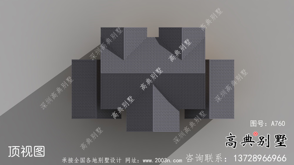 高档精美三层简单欧式别墅外观效果图