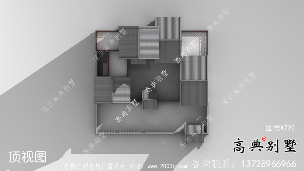 中式四层别墅外观效果图大全