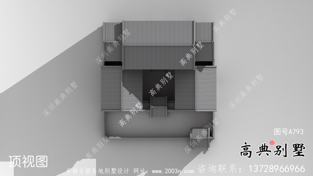 新中式三层农村别墅外观效果图