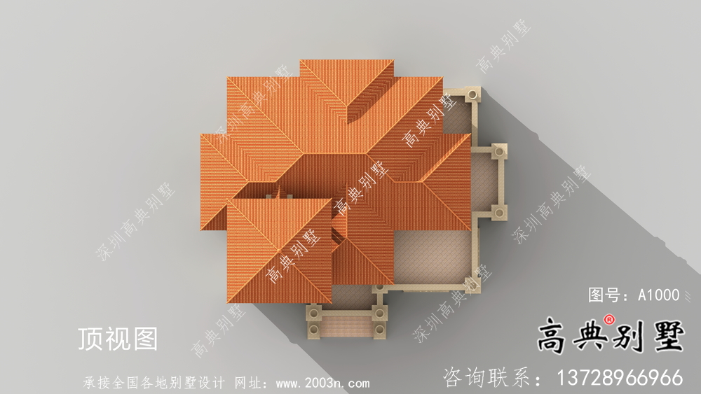 简单欧式三层豪华复式别墅设计效果图