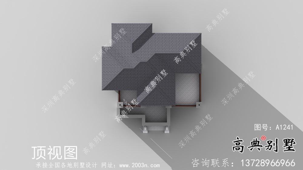 简约中式别墅，新中式风格三层别墅设计图纸