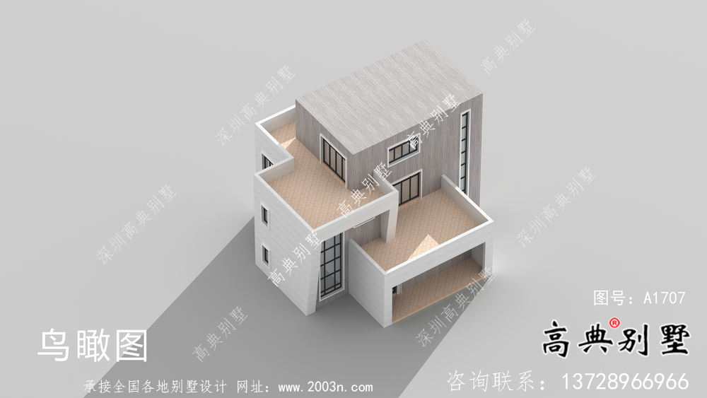 现代风格三层平屋顶别墅设计图纸