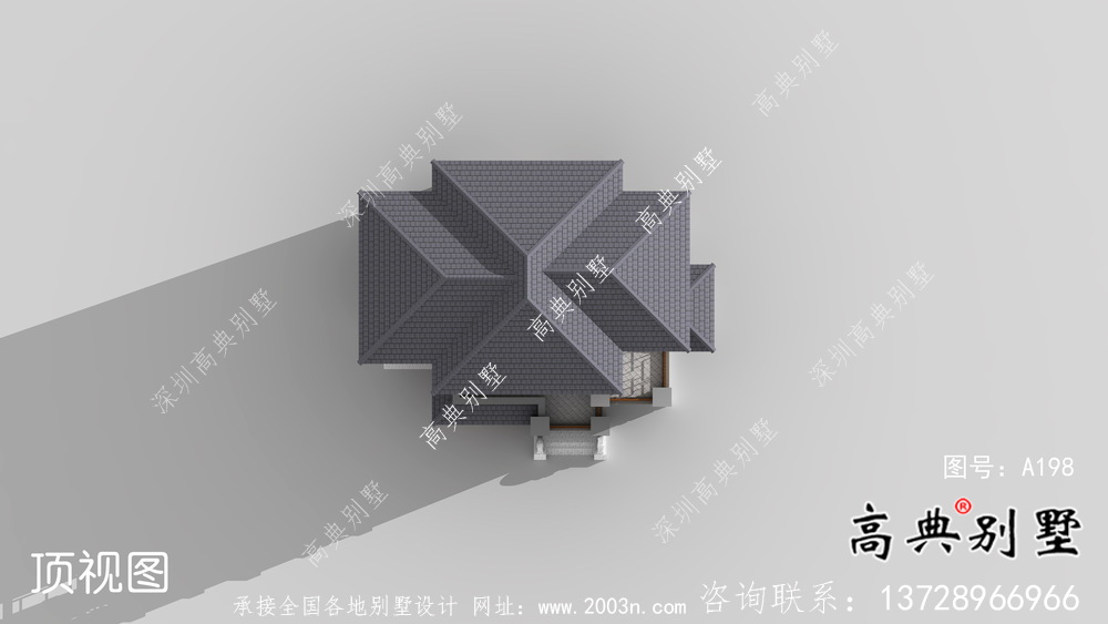 顶尖式精致带车库新中式别墅设计图