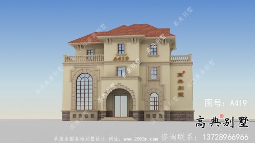 经济实用坡屋顶三层带阳台别墅建施