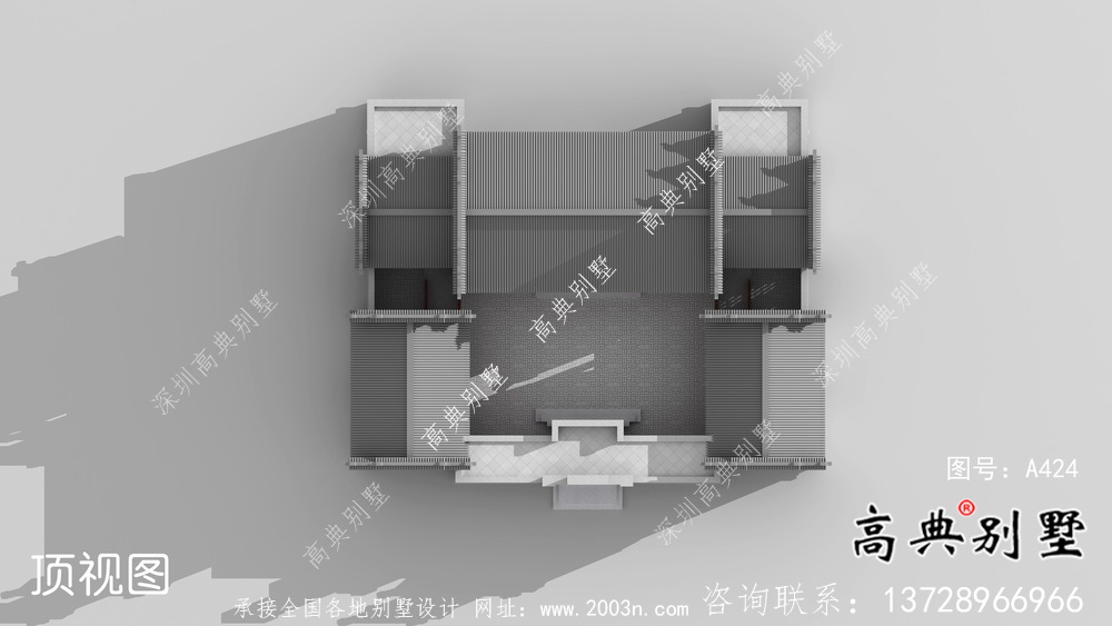 实用单层新农村院子别墅设计效果图