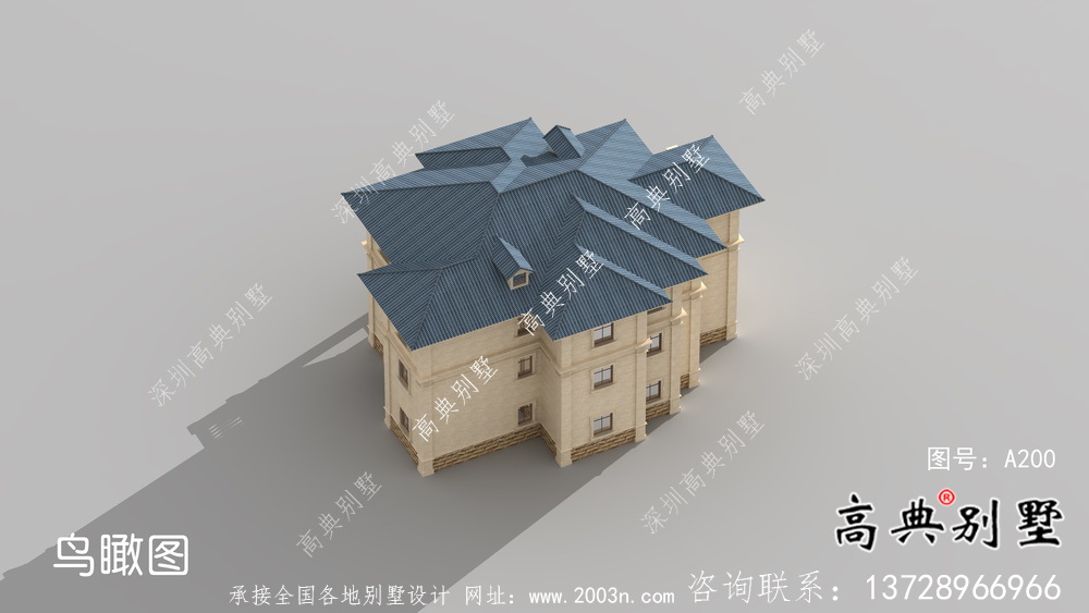 简单欧式中小型简洁别墅建筑施工图+效果图