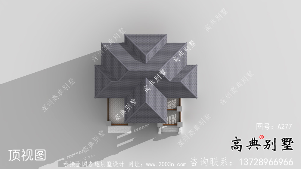 农村三层新中式别墅建筑设计效果图