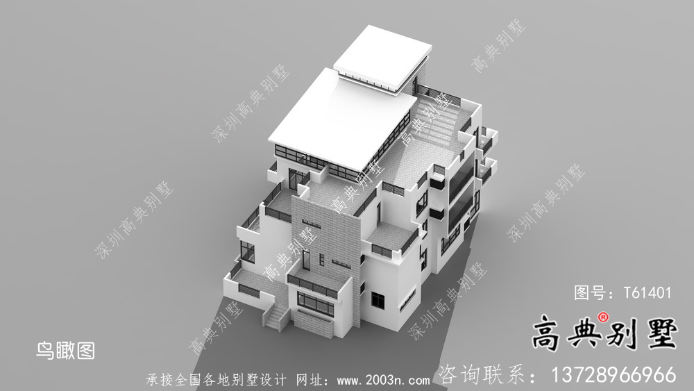 现代风格平屋顶简约别墅设计图