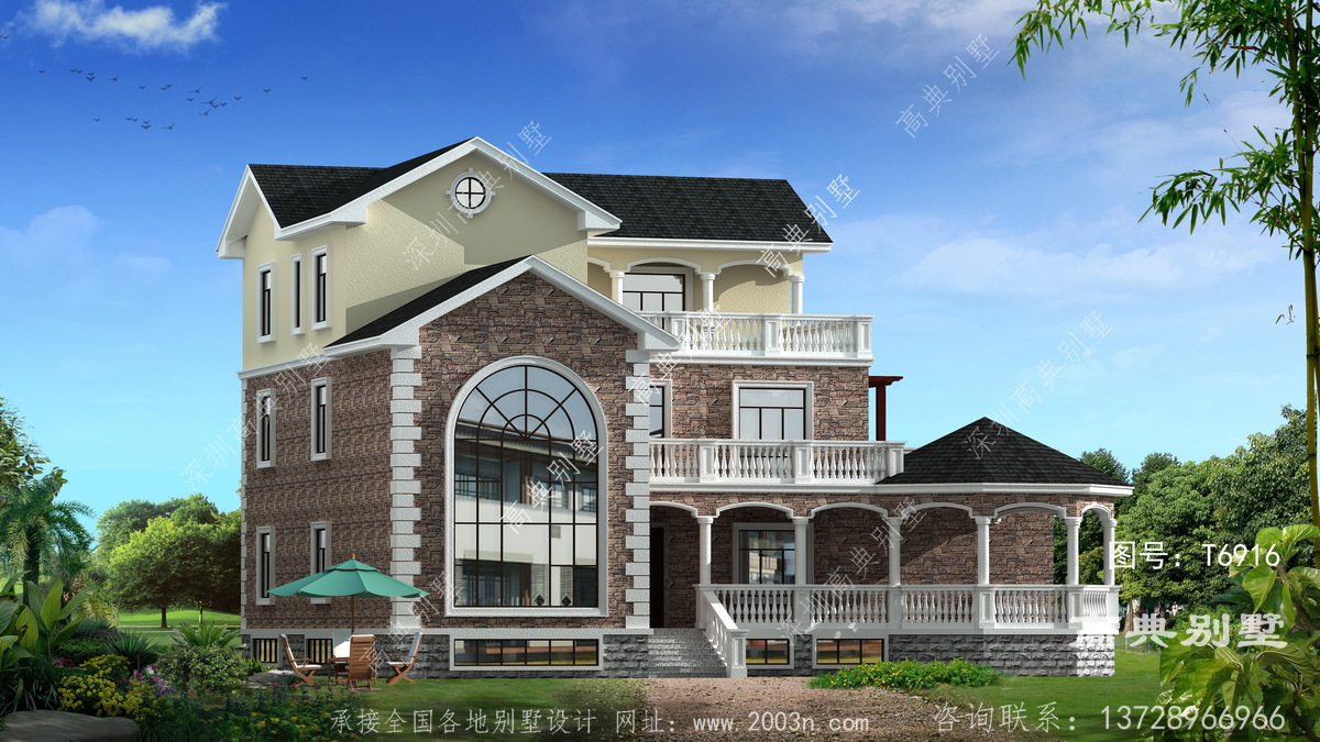 东源县黄村镇盖房子设计工坊出品建房子设计图农村三层楼
