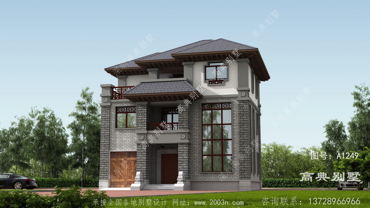东源县黄田镇造房子设计事务所作品三层自建房效果图