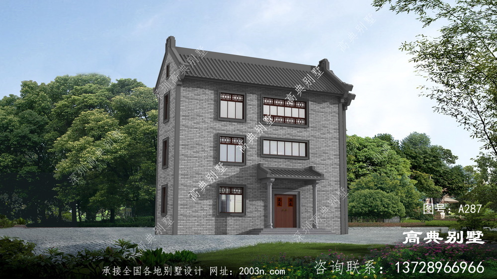新中式三层私人别墅设计效果图
