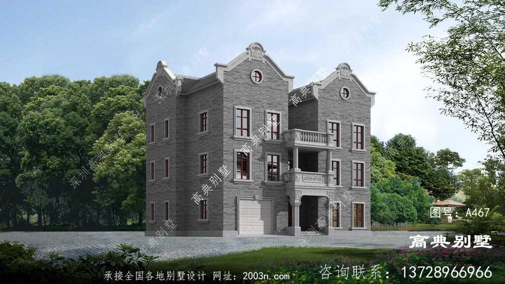新中式三层复式别墅设计图