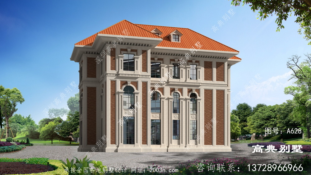 高档次的欧式风格三层别墅设计图效果图