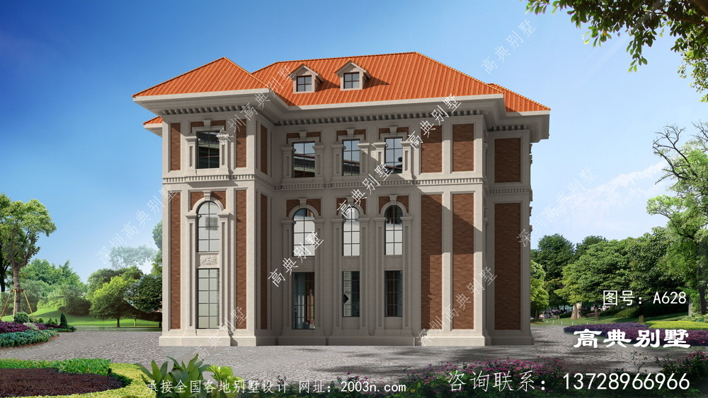 高档次的欧式风格三层别墅设计图效果图