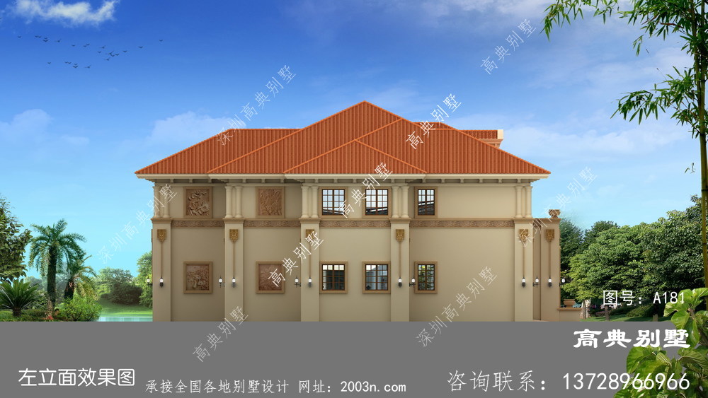 两层欧式别墅图片配复式大厅，外观优雅大方