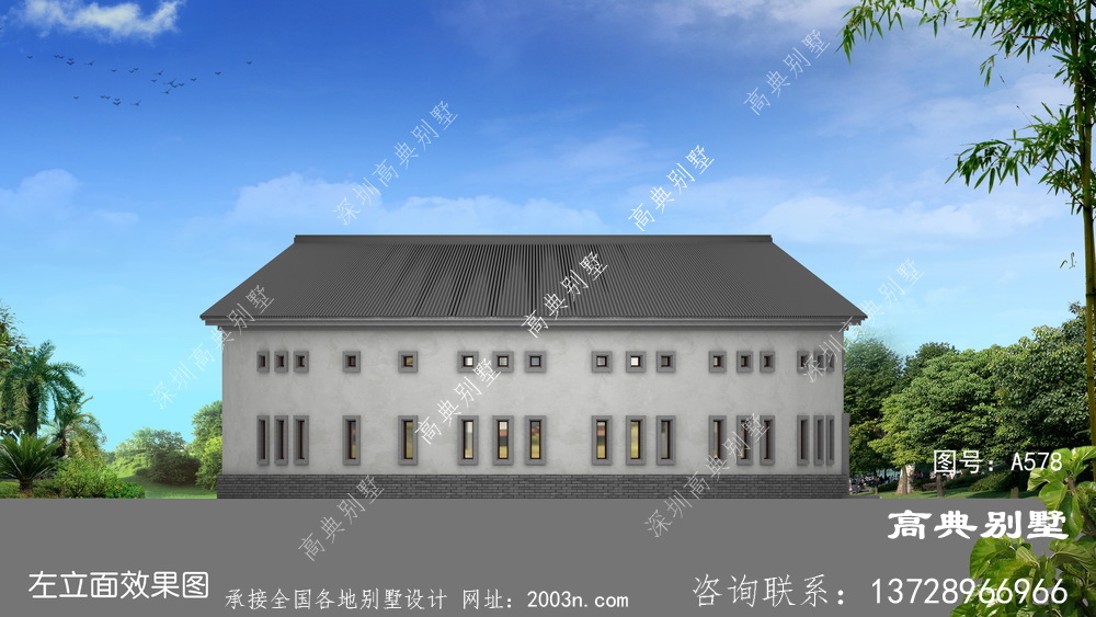 中式风格二层别墅圆型客家围屋设计图纸