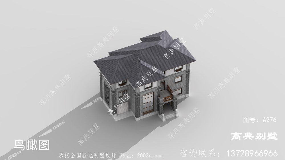 乡村新中式三层别墅房屋设计图