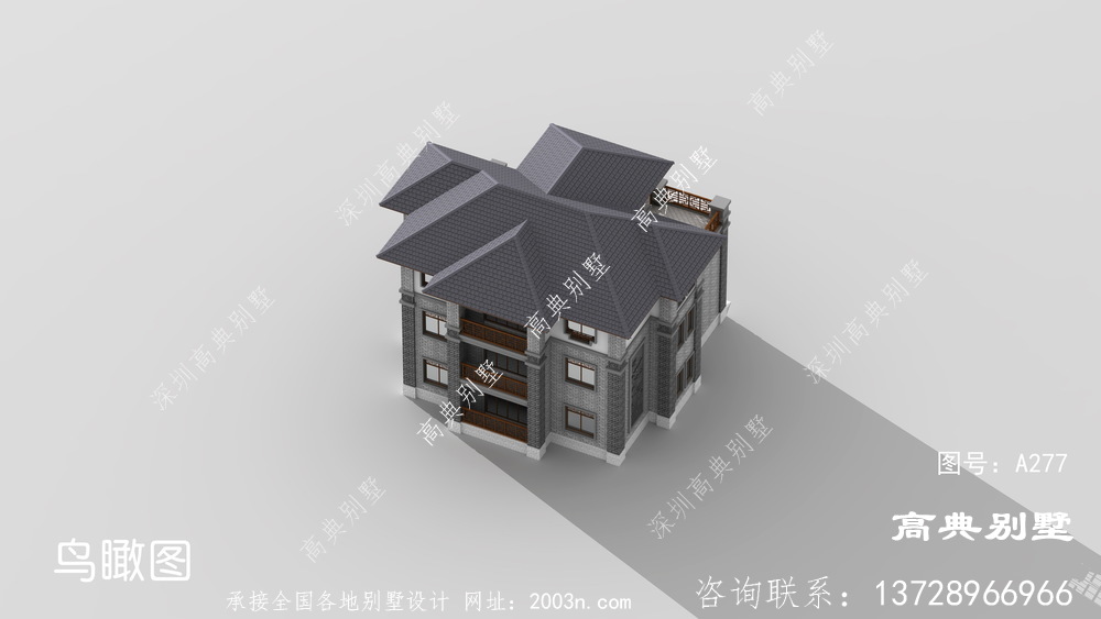 农村新中式三层别墅住宅设计，配高端复式大厅落地窗