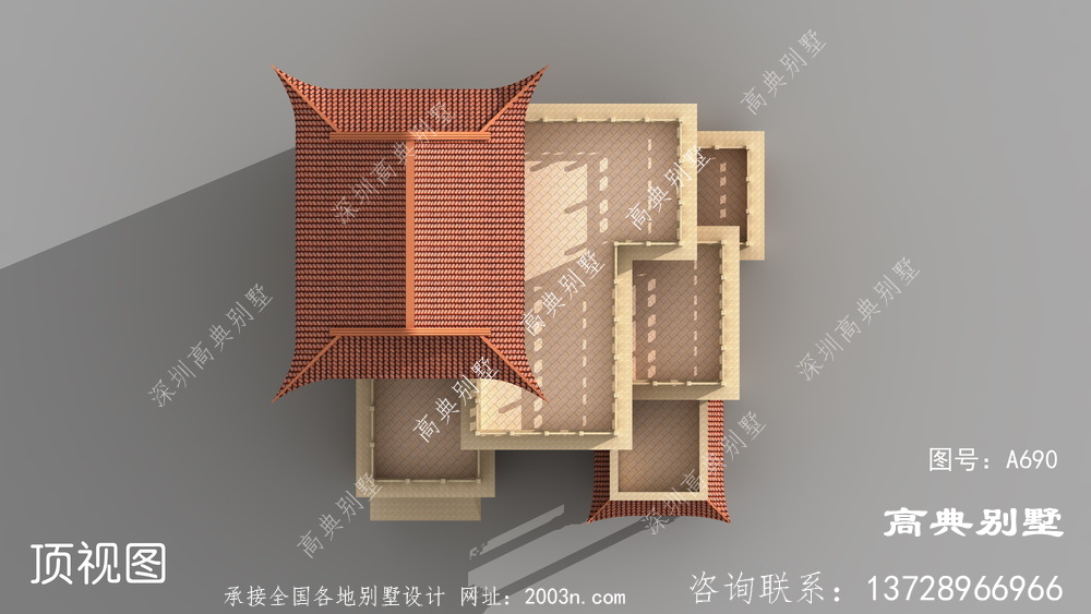 简洁大方的中式风格别墅设计图纸及效果图