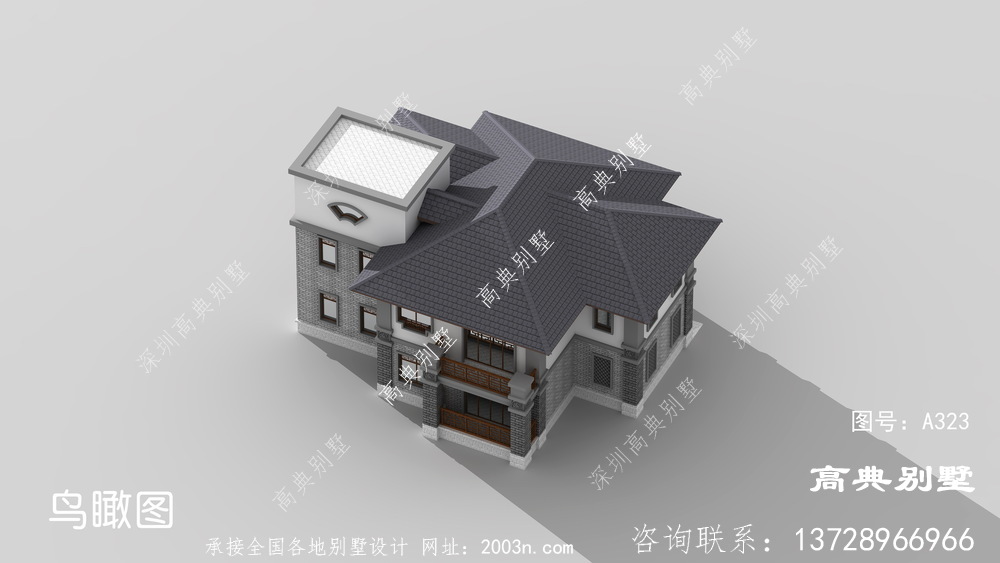 新中式二层别墅住宅设计图
