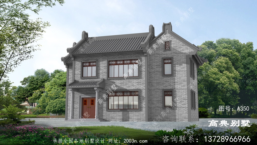 新中式风格二层别墅设计图片大全