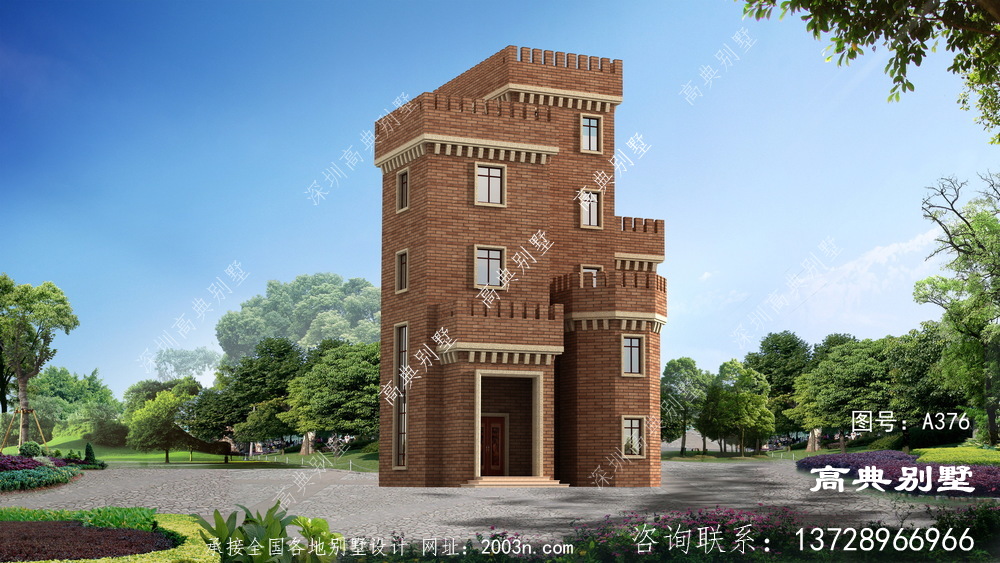 简欧城堡式五层复式别墅自建住宅设计图