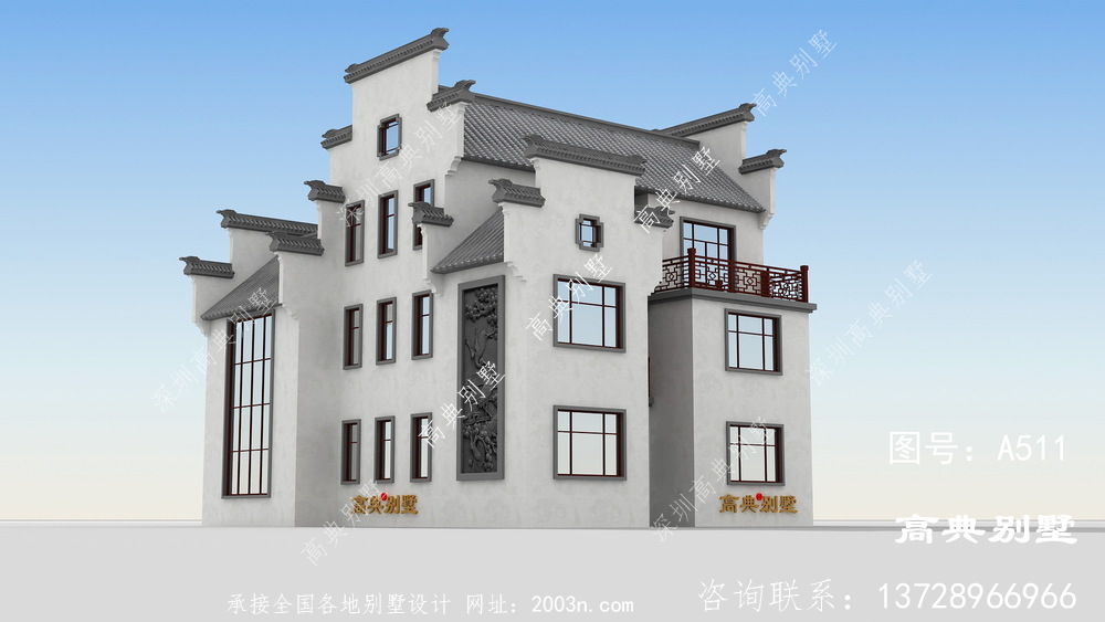 新中式三层复式别墅效果图大全