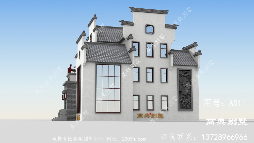 新中式三层复式别墅效果图大全