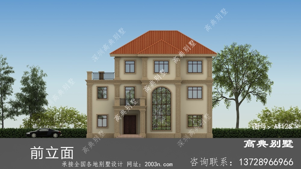 清新淡雅的欧式风格三层别墅设计图纸