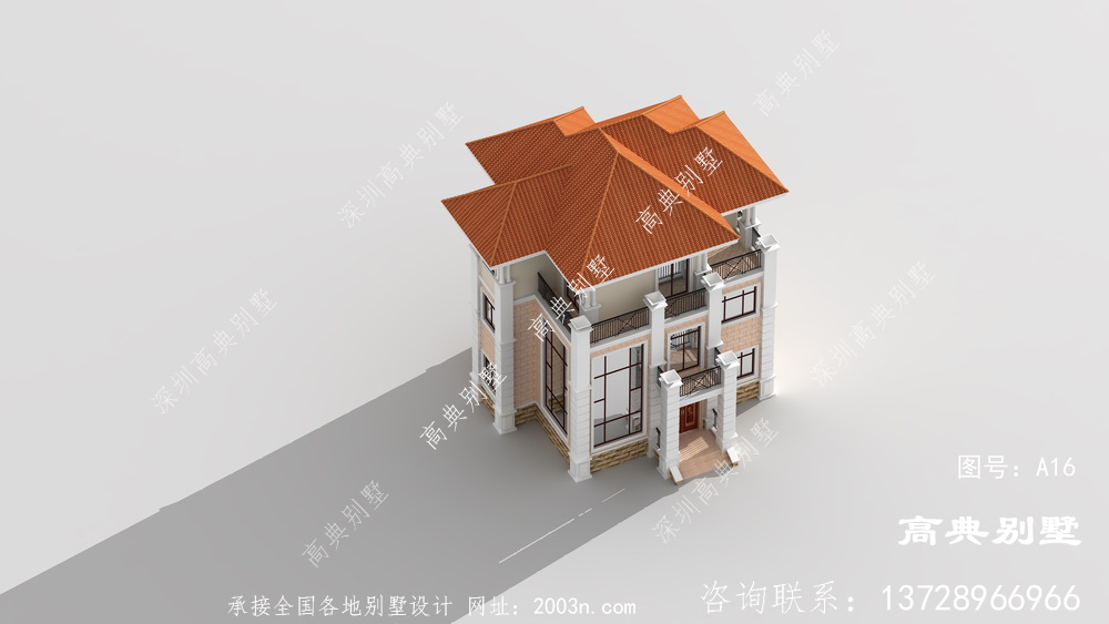 欧式风格三层复式小别墅设计图
