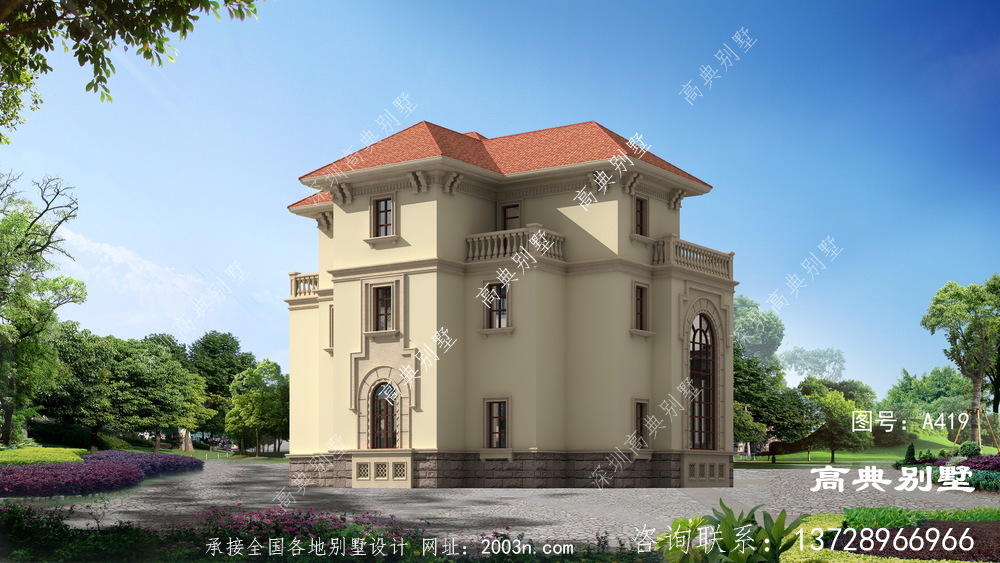优雅欧式风格三层复式别墅设计图片