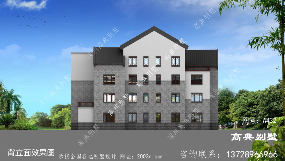 新中式风格三层大户型别墅设计图纸