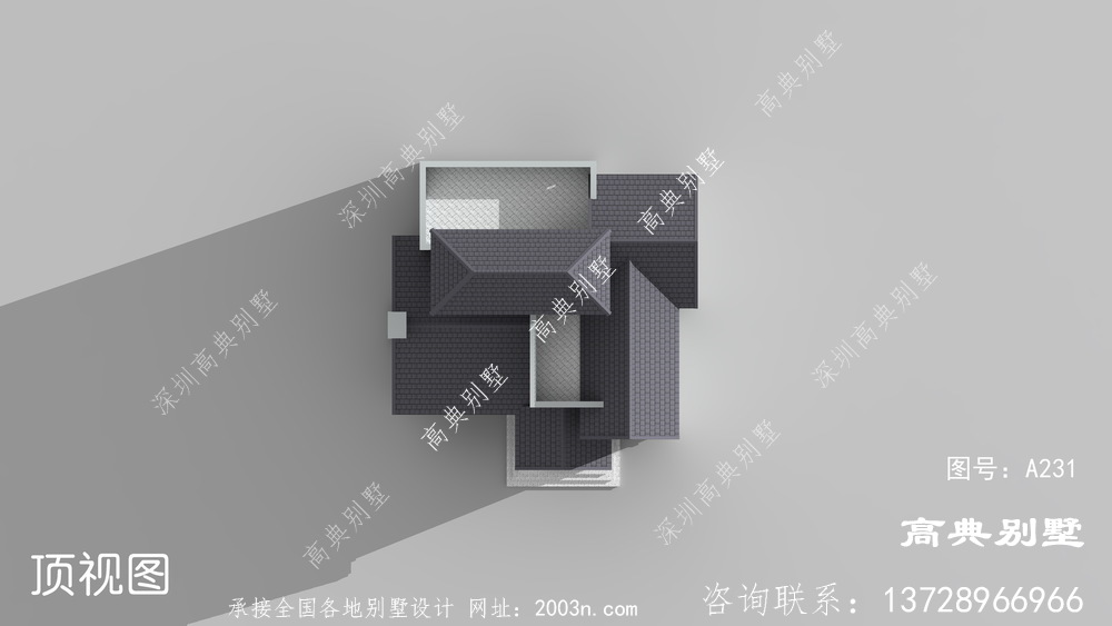 造型简约的三层美式风格小别墅设计图